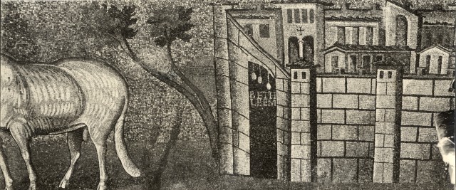 Zigrossi, Giuseppe — Anonimo romano sec. VI - SS. Cosma e Damiano, mosaico dell'abside: rappresentazione della città di Betlemme — particolare